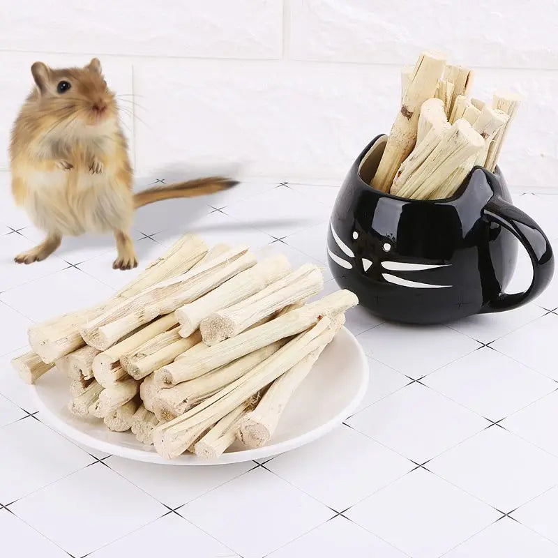 500g Sweet Bamboo Stick Branch Hamsters Chinchillas Rabbit Parrot Rat Snacks Cleaning Teeth Treat Molar Chew Toy