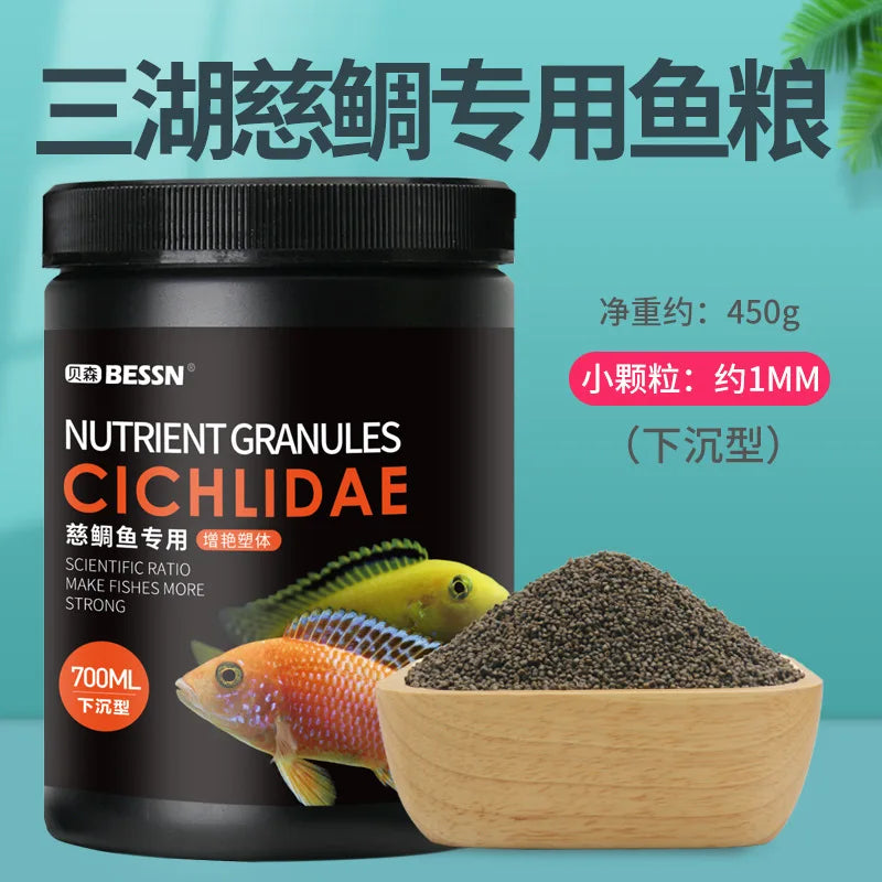 BESSN African Cichlid Food-Slow Sinking Color Enhancing Pellets for Mbuna,Frontosa&Tanganyika Fish- Algae-Based Formula