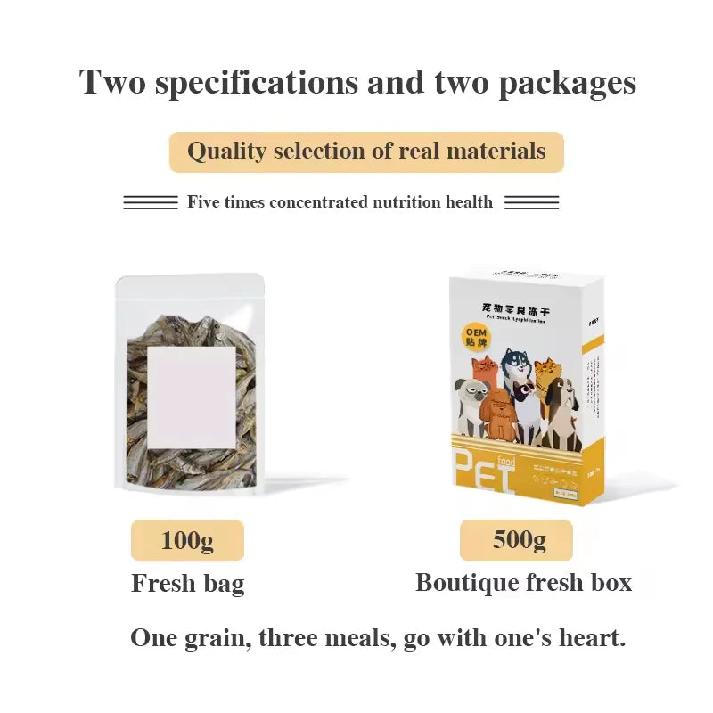 Pet Freeze-Dried Food with Seeds, Spring Fish, Cat, Dog