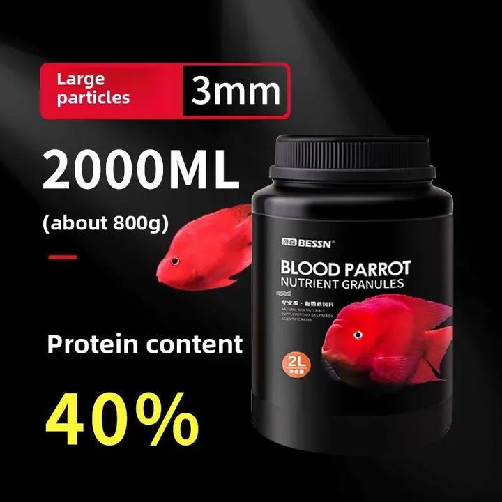 BESSN Blood Parrot Fish Food - Red Color Enhancing Floating Pellets-High Nutrition for Parrot Cichlid & Flowerhorn-2mm/3mm Size