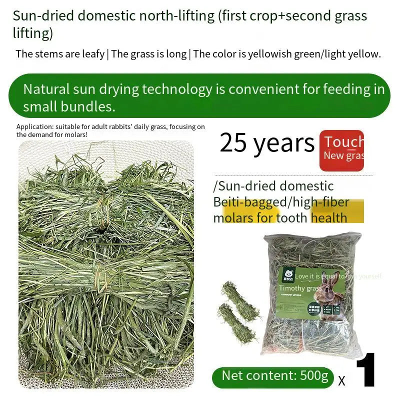 High Fiber Dried Timothy Grass Natural Rabbit Feed Chewable Grass For Chinchilla Guinea Pig Small Pet Dental Care Food Supply