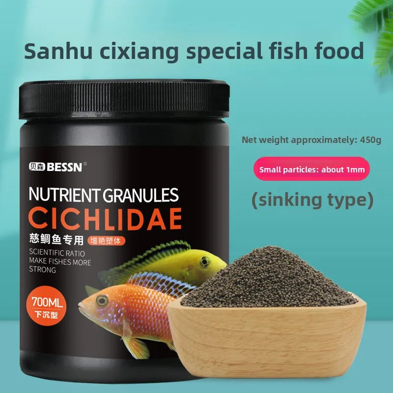 BESSN African Cichlid Food-Slow Sinking Color Enhancing Pellets for Mbuna,Frontosa&Tanganyika Fish- Algae-Based Formula