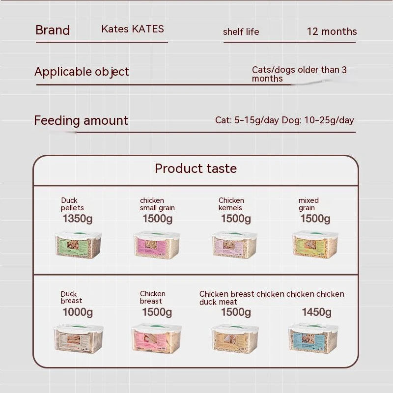 Pet freeze-dried cat snacks freeze-dried chicken duck chicken breast freeze-dried barrel 1.5kg