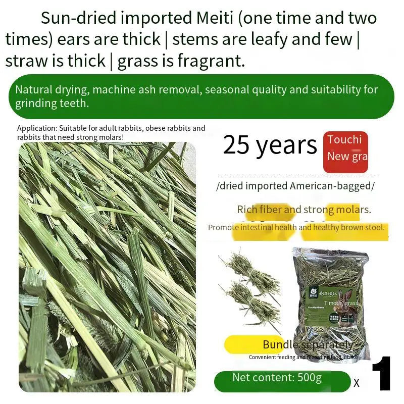 High Fiber Dried Timothy Grass Natural Rabbit Feed Chewable Grass For Chinchilla Guinea Pig Small Pet Dental Care Food Supply