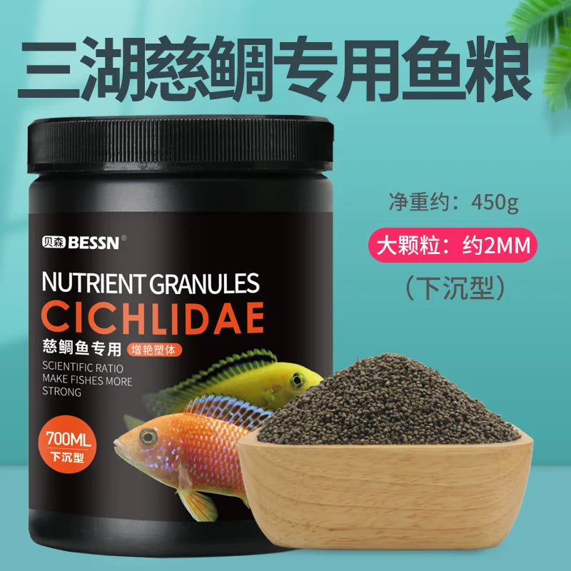 BESSN African Cichlid Food-Slow Sinking Color Enhancing Pellets for Mbuna,Frontosa&Tanganyika Fish- Algae-Based Formula